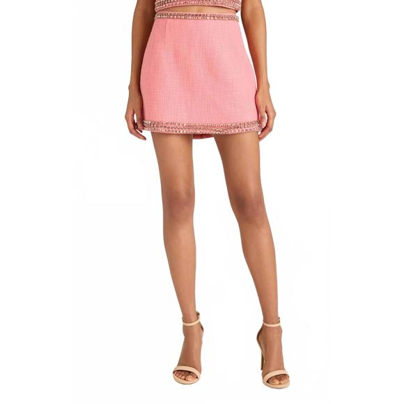 NEW CINQ A SEPT verity mini skirt in pink - Picture 1 of 5